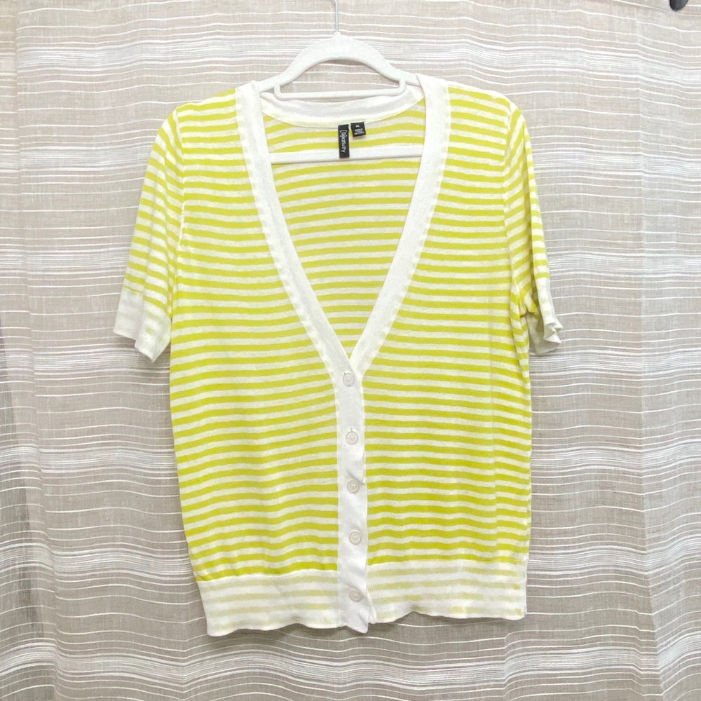🍁EUC🍁 RELATIVITY LIME GREEN STRIPED CARDIGAN